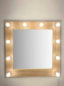 Гримерное зеркало с подсветкой 75х75 Дуб сонома