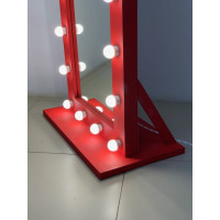 Большое гримерное зеркало с подсветкой лампами 200х60 Красная Лиственница
