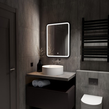 Зеркало с подсветкой для ванной комнаты Моника в черной рамке
