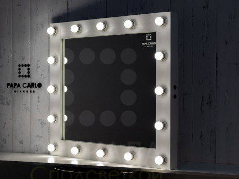 Гримерное зеркало белое с подсветкой 80х100 см 16 ламп лдсп премиум