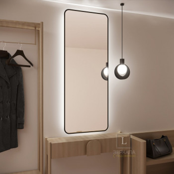Зеркало в прихожую настенное с подсветкой светодиодной лентой Рейн Блэк