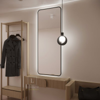 Зеркало в прихожую настенное с подсветкой светодиодной лентой Рейн Блэк