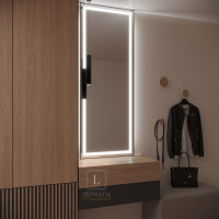 Зеркало в прихожую настенное с подсветкой светодиодной лентой и черной рамкой Стелла