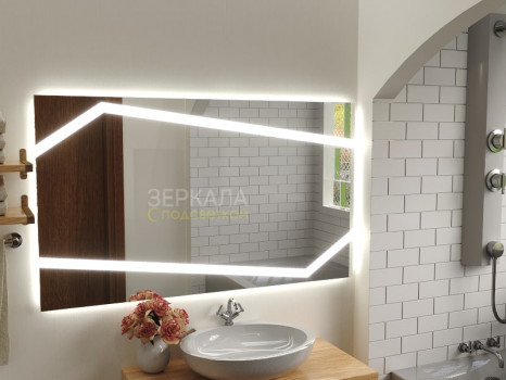 Зеркало в ванную комнату с подсветкой светодиодной лентой Баколи
