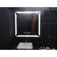 Зеркало в ванную комнату с подсветкой светодиодной лентой Диаманте