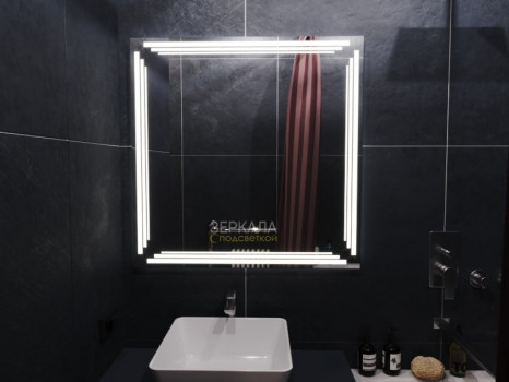 Зеркало в ванную комнату с подсветкой Диаманте 700х700 мм