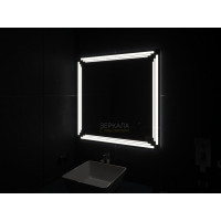 Зеркало в ванную комнату с подсветкой светодиодной лентой Диаманте