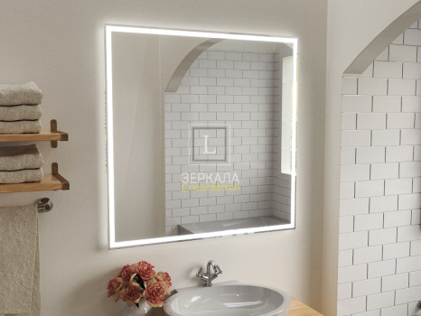 Зеркало в ванную комнату с подсветкой светодиодной лентой Люмиро Слим