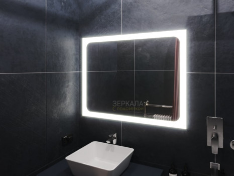Зеркало в ванную комнату с подсветкой светодиодной лентой Неаполь