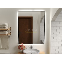 Зеркало с парящей подсветкой для ванной комнаты в черной рамке Прайм Блэк