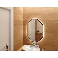 Зеркало с парящей подсветкой для ванной комнаты в черной рамке Валенза Блэк