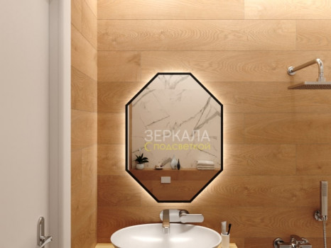 Зеркало в ванную комнату с подсветкой Валенза Блэк 1200х1200 мм