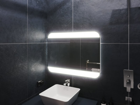 Зеркало в ванную комнату с подсветкой светодиодной лентой Вильнос